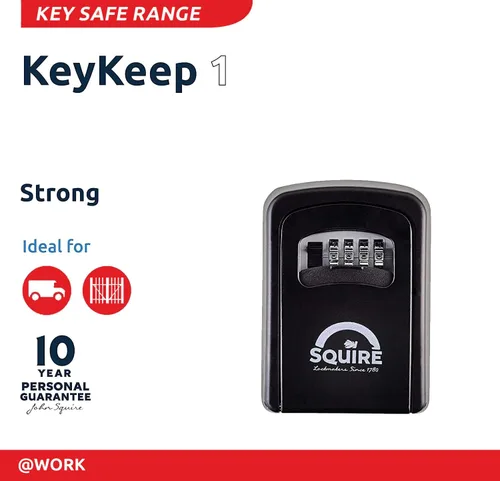 Vista 5 de Squire Caja de seguridad para llaves, cerradura de combinación de 4 ruedas, caja fuerte para llaves montada en la pared, cuerpo de aleación fundido