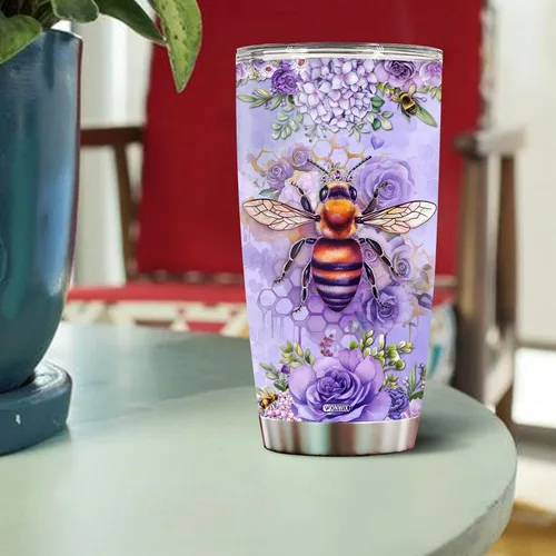 Vista 4 de Vaso de abeja personalizado con nombre personalizado de abejas reinas, regalos para mujeres, tazas de agua, botella de agua de 20 onzas, regalo