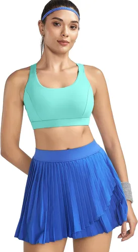 Vista 8 de RUNNING GIRL Brasier deportivo para mujer de alto soporte, espalda cruzada acolchada, brasier deportivo con tirantes delgados, brasier de yoga