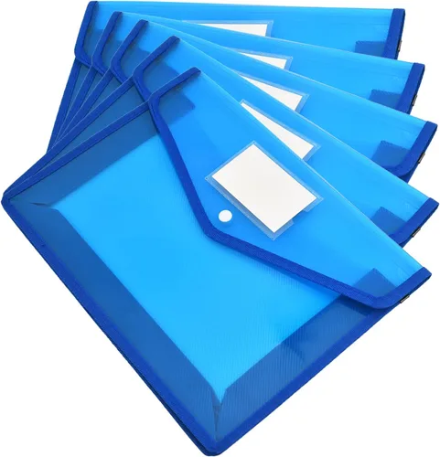Vista 6 de Carpeta organizadora de documentos expandible con botón a presión, bolsa transparente impermeable para documentos, expansión de 2.8 pulgadas
