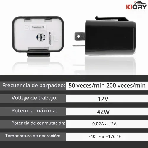 Vista 3 de Relé electrónico intermitente LED de velocidad ajustable de 12 V de 2 pines para señal de giro de motocicleta, reemplazo directo, relé universal