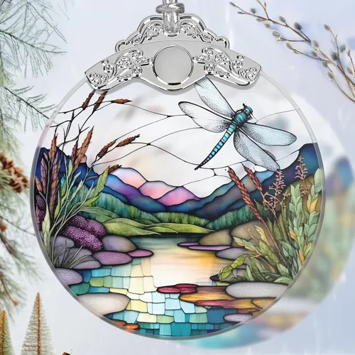 Vista 14 de Ornamento de Hada de Vidrio Emplomado de Navidad - Decoración para el Hogar - Ideas de Regalos Navideños - Intercambio de Regalos - Hada Hermosa