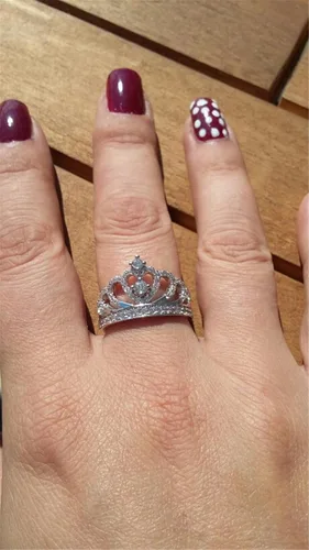 Vista 6 de Tenfit, anillo corona de plata 925, con CZ incrustado de moda, bisutería de compromiso, anillo de boda, para mujer