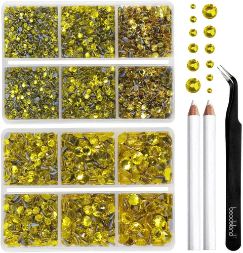 Vista 6 de BEADSLAND Diamantes de imitación termoadhesivos, 6080 piezas de diamantes de imitación azules para manualidades en ropa, 6 tamaños mixtos con lápiz