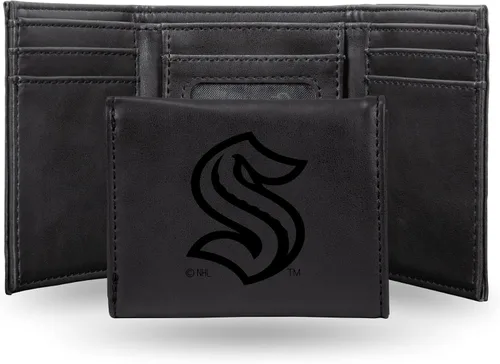 Vista 55 de NHL Rico Industries - Billetera triple grabada con láser y tres pliegues, accesorio para hombre