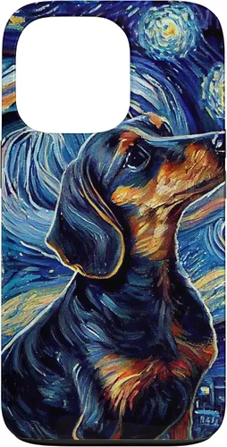 Vista 10 de Funda para iPhone 16 Starry Night Famoso Estilo de Pintura Dachshund