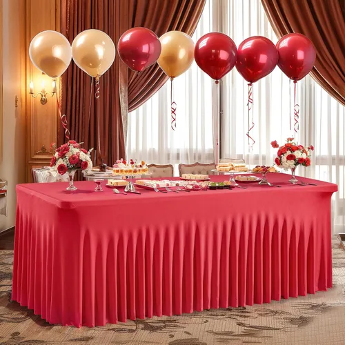 Vista 23 de PARTISKY - Mantel de elastano negro para mesas rectangulares de 4 pies, cubierta de mesa elástica para mesas plegables, bodas, fiestas, banquetes
