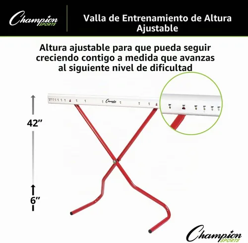 Vista 6 de Champion Sports - Valla de entrenamiento con altura ajustable, Roja