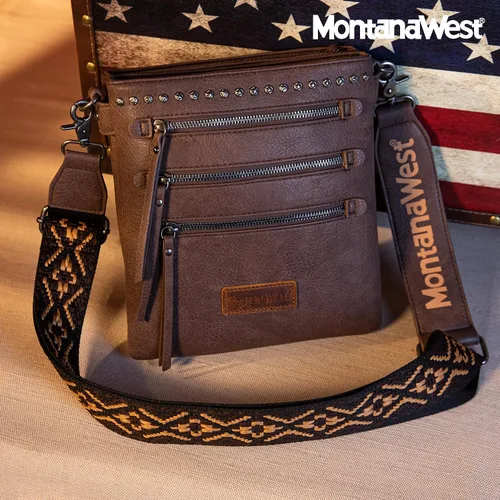 Vista 2 de Montana West Bolsos cruzados para mujer con múltiples bolsillos y correa de guitarra