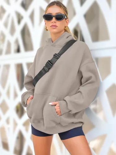 Vista 58 de AUTOMET Sudaderas de gran tamaño con capucha de forro polar para mujer, camisas de manga larga, sudaderas con bolsillo para otoño 2025