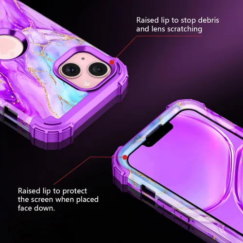 Vista 5 de Casetego Funda para iPhone 13, iPhone 14, tres capas de alta resistencia a prueba de golpes, protección completa resistente de policarbonato duro +