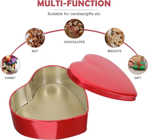 Vista 7 de Caja vacía de metal con forma de corazón: 10 unids cajas de chocolate de caramelo latas con tapa cosméticos latas Día de San Valentín regalos