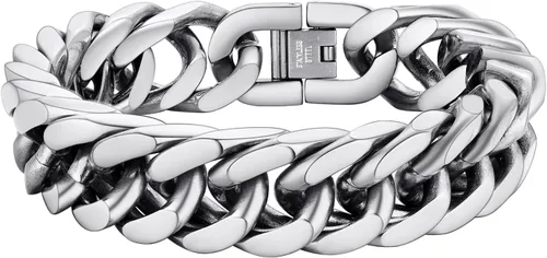 Vista 18 de PROSTEEL - Pulsera de cadena franco de acero inoxidable, pulseras gruesas de moda para hombres y mujeres, chapadas en oro negro de 18 quilates