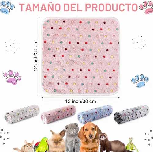 Vista 2 de Tudomro 8 Pcs Guinea Pig Fleece Cage Liners, Dot, 12 x 12 Inch Ropa de cama lavable reutilizable para animales pequeños, mantas absorbentes