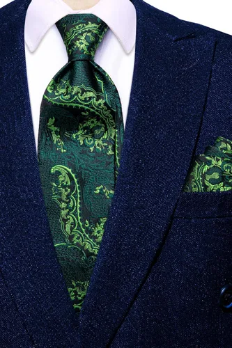 Vista 186 de Hi-Tie Corbatas de seda para hombre, diseño de cachemira a rayas, con bolsillo, gemelos cuadrados, conjunto formal de negocios
