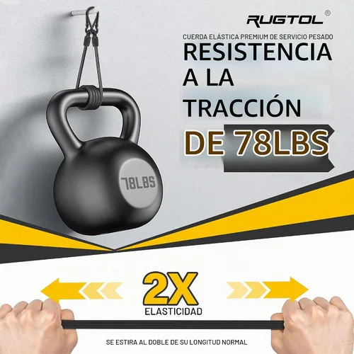 Vista 3 de Cuerdas elásticas con ganchos, cuerdas elásticas de servicio pesado de 8 pulgadas de largo con clip de mosquetón para exteriores, cuerda elástica