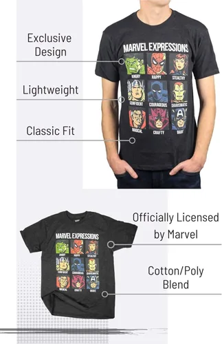 Vista 3 de Marvel Avengers Expressions Moods - Camiseta para hombre adulto