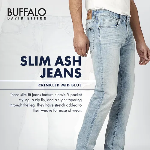 Vista 3 de Buffalo David Bitton Vaqueros Slim Ash para Hombre