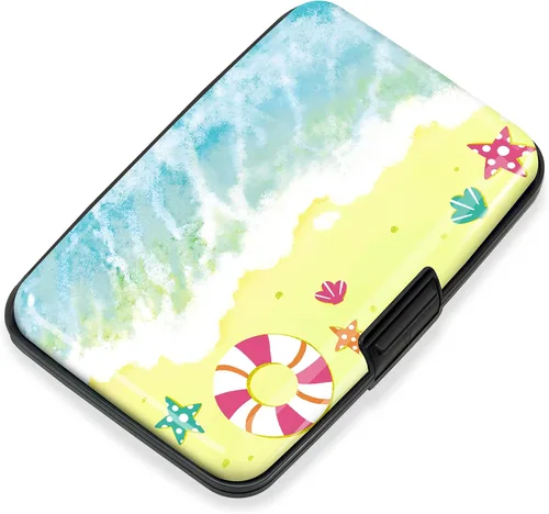 Vista 39 de Mayski Soporte para tarjetas de crédito, bloqueo RFID, funda rígida de aleación de aluminio, pequeña cartera de metal para mujeres y hombres