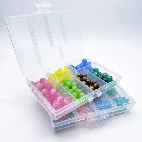 Vista 7 de TeTeBak Caja Organizadora de Plástico con Divisores - 2 PCS Contenedores de Plástico Pequeños con Compartimentos, Caja de Almacenamiento de 6