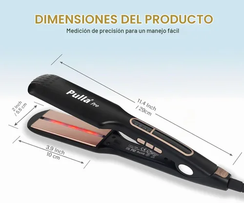 Vista 7 de Pulla - Plancha de pelo de cerámica de 2 pulgadas de ancho con tecnología infrarroja 25s Fast Heat Dual Voltage for Travel 230–450°F Temp
