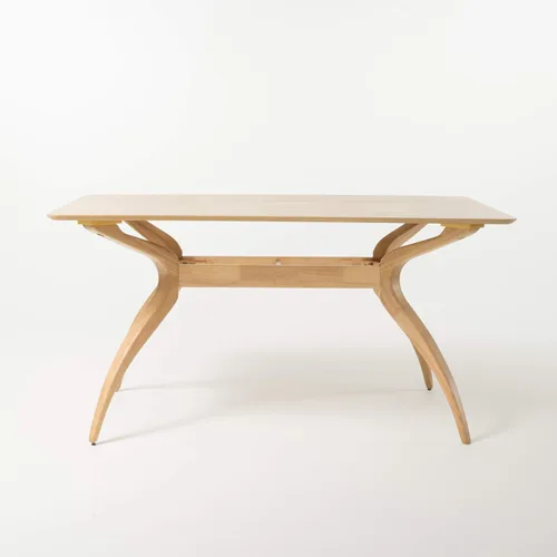 Vista 4 de Christopher Knight Home Idalia - Juego de comedor rectangular de patas curvas, juego de 5 piezas, roble natural y beige claro