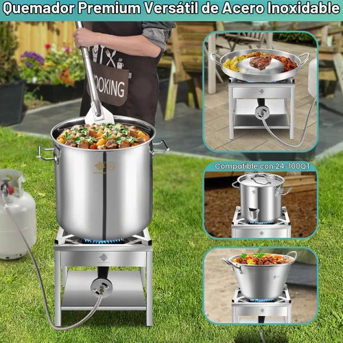 Vista 6 de ARC 84QT - Olla para hervir mariscos de acero inoxidable con quemador