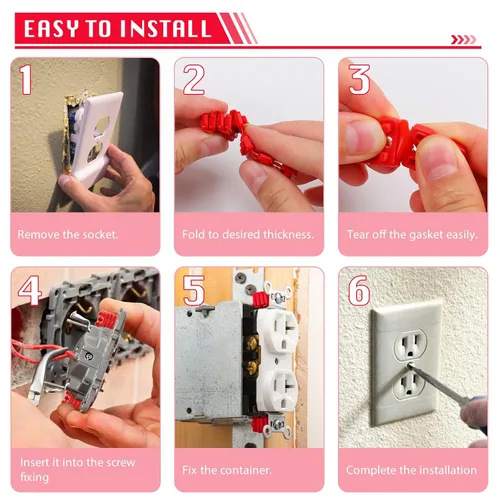 Vista 3 de 48 separadores de interruptor y receptáculo, interruptor de plástico y espaciadores receptivos para caja eléctrica con 30 tornillos inoxidables
