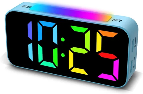 Vista 8 de Topski Reloj despertador ruidoso para dormitorios que duermen pesados, reloj digital con luz nocturna, pantalla grande, alarma doble, repetición