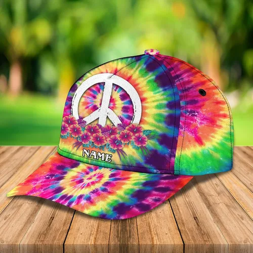 Vista 3 de Gorra unisex impresa en 3D con nombre personalizado, teñido anudado, hippie, con nombre, nombre personalizado, gorra clásica, gorra de béisbol