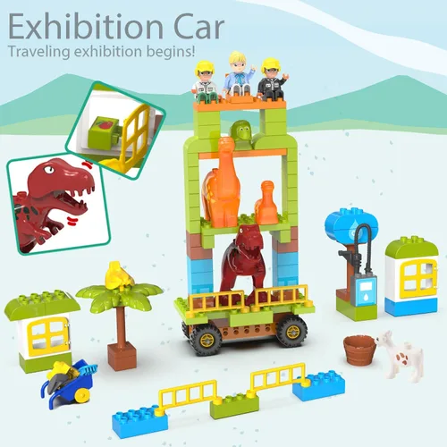 Vista 3 de Bloques de construcción para niños pequeños de 3 a 5 años, juguetes de dinosaurio