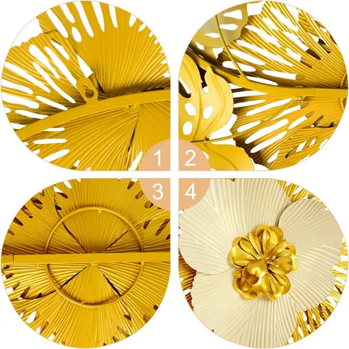 Vista 7 de Babyieia Decoración de pared de metal con hoja de ginkgo 3D para sala de estar, esculturas modernas de pared de metal, decoración de pared de metal