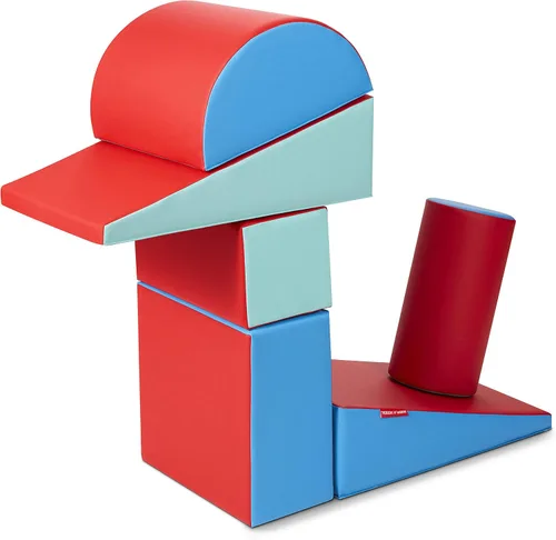 Vista 5 de Radio Flyer, Tumble Town Bloques de espuma – Arco iris, estructura de escalada y juego para interiores, bloques de escalada de espuma grandes