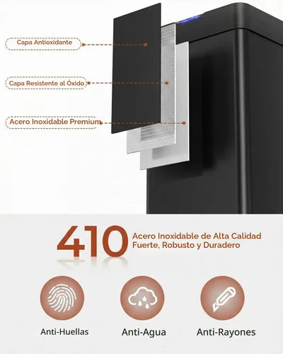 Vista 4 de TLSUNNY Bote de basura con sensor de movimiento de 13.2 galones, cubo de Negro