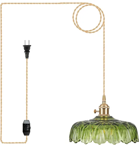 Vista 23 de Luminarias de Lámpara Colgante, Lámpara Colgante con Enchufe de Cristal de 6.6 Pulgadas, Lámpara Colgante de Cristal, Iluminación Colgante E26