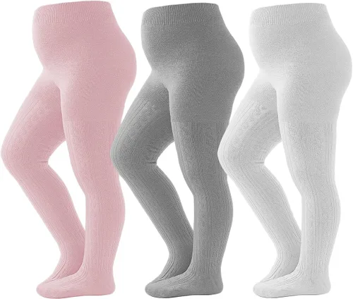 Vista 2 de vanberfia Medias de algodón de punto trenzado para bebés y niñas pequeñas