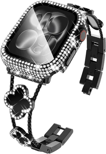 Vista 18 de KADES Bling Four-Leaf Clover Band for Apple Watch Bands Women's Wear Starlight/Iridescent