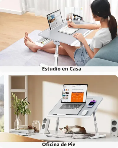 Vista 7 de Bandeja para portátil, SAIJI 23.6*17.7 in Regazo de mesa para cama, multiuso Premium Lapdesk, ángulo de altura ajustable, con soporte para libros