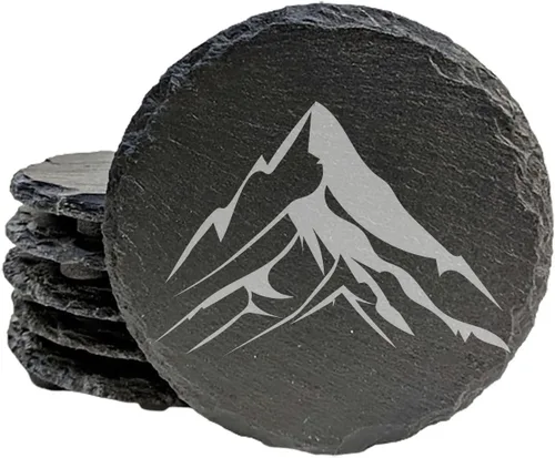 Vista 30 de Mountain Majesty - Posavasos de pizarra con impresionante diseño de escena de montaña, perfectos para decoración del hogar y la oficina y protección