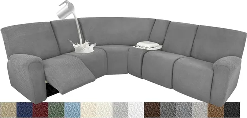 Vista 99 de Fundas impermeables de sofá reclinable modular para sofás reclinables, lavable en forma de L, para perros, fundas elásticas para sofá reclinable