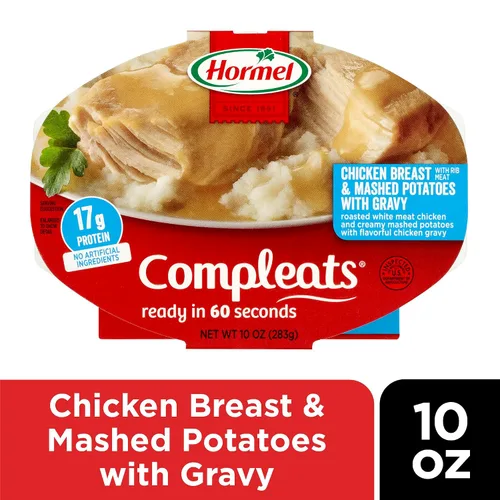 Vista 4 de HORMEL COMPLEATS Pechuga de pollo y puré de papas con bandeja para microondas, 10 onzas (paquete de 6) Calentar y comer, comidas en microondas