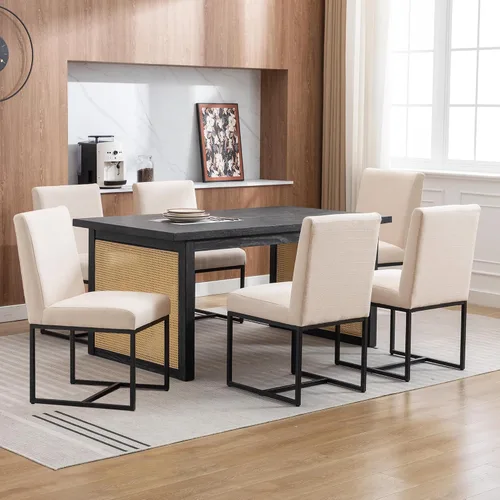 Vista 25 de BESTANO Sillas De Comedor - Juego de 2 sillas de comedor modernas negras tapizadas de piel sintética para cocina y comedor con marco de metal negro