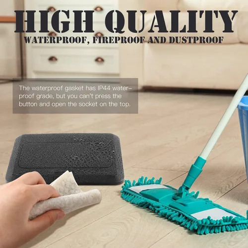 Vista 5 de Hoolerry Kit de 1 caja de cubierta de toma de corriente eléctrica de piso desplegable con cargador USB de 4.8 A, 20 amperios, impermeable