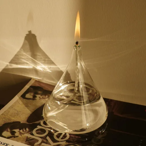 Vista 6 de Lámpara de aceite de cono pequeño líquido recargable - Vela de aceite de vidrio borosilicato resistente (cono)