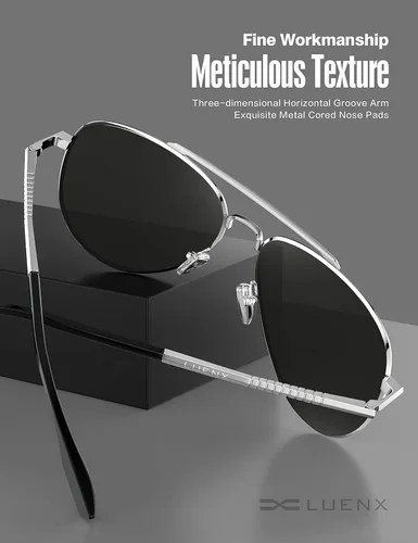 Vista 10 de LUENX, Aviator - Gafas de sol polarizadas, para hombres y mujeres, protección UV 400, con funda 60MM