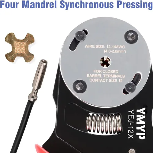 Vista 5 de Deutsch - Engarzadora de barril cerrado tamaño 12,4 vías sangría, 8 tipos de impresión para contactos sólidos Deutsch DTP calibre 14-12 AWG (YEJ-12X)