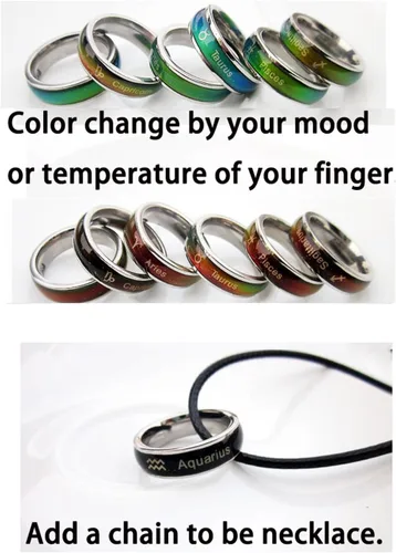 Vista 2 de Anillo de estado de ánimo, anillo de constelación que cambia de color, emoción con caja