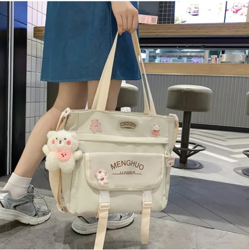 Vista 4 de Bolso cruzado Kawaii para niña bolso de mano de empalme color escolar mochila japonesa mochila astética