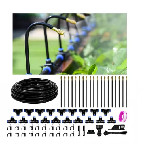 Vista 10 de Sistema de riego por goteo para jardín, kit de riego por goteo de 40 pies con 13 boquillas de cobre ajustables de 360°, sistema de riego automático