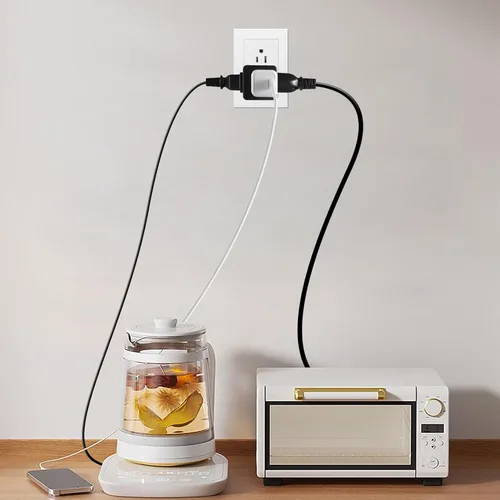 Vista 5 de Adaptador de pared de 3 tomas de corriente, extensor de enchufe de 3 clavijas con certificación UL, 125 V, 1875 W, enchufe de pared de 3 vías